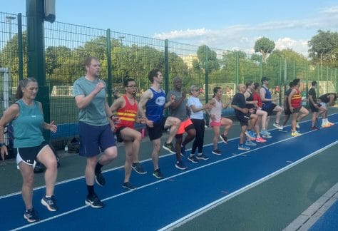 Foundation session warm-ups with Serpentine running and triathlon club