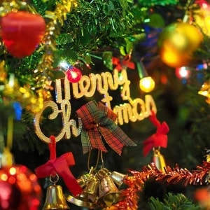 Merry Christmas on a Christmas Tree